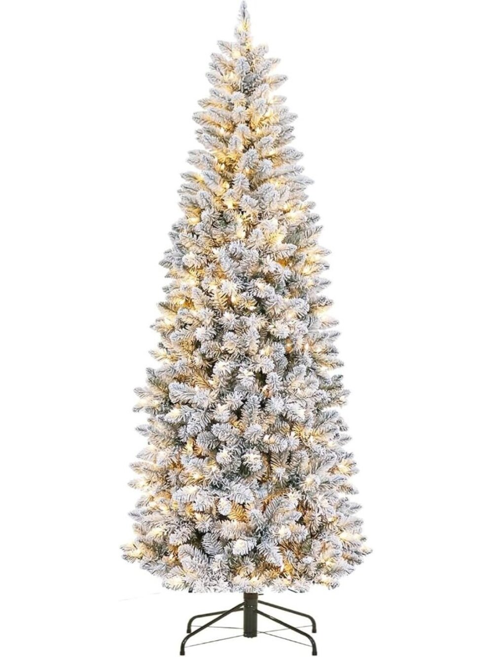 🎄6ft White Artificial Pre-Lit Christmas Tree Realistic Frosted Holiday Decor